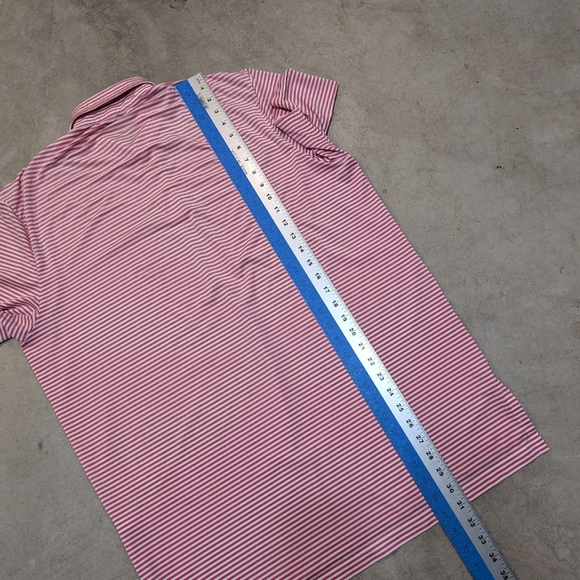 RLX Performance Golf Polo Mens L Red White Striped Society Of Seniors - Picture 6 of 6